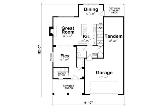 Floor Plan - Main Floor for Craftsman House Plan #20-2188 - 3 bed, 3 bath