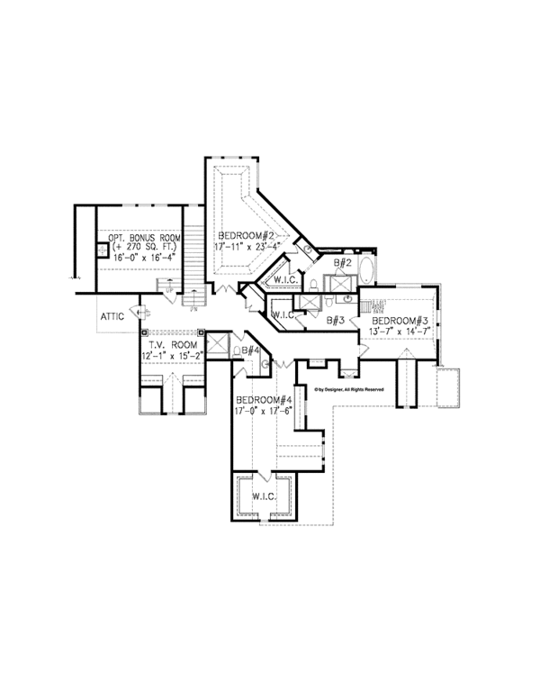 Dream House Plan - Craftsman Floor Plan - Upper Floor Plan #54-362