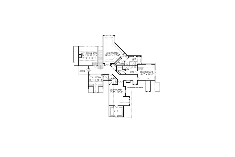 House Blueprint - Floor Plan - Upper Floor for Craftsman House Plan #54-362 - 4 bed, 4.5 bath