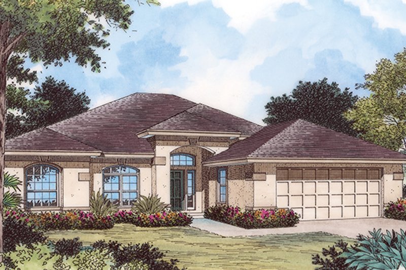 Home Plan - Exterior - Front Elevation 3 for Mediterranean House Plan #417-802 - 3 bed, 2 bath