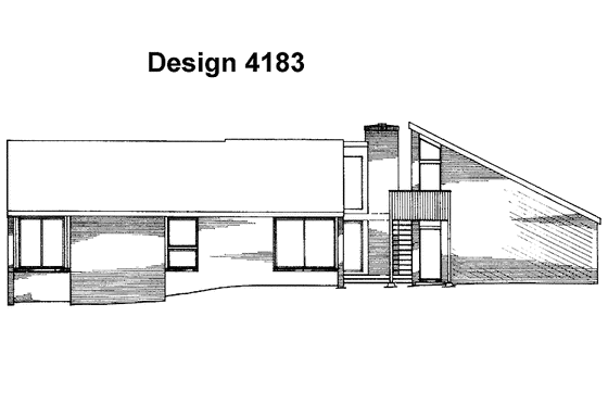 Exterior - Rear Elevation for Contemporary House Plan #72-1061 - 4 bed, 2 bath