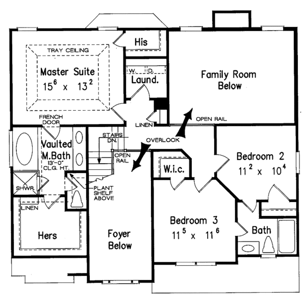 House Plan Design - Traditional Floor Plan - Upper Floor Plan #927-193
