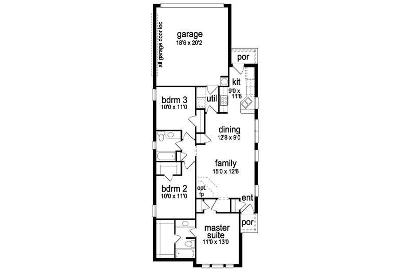 Home Plan - Floor Plan - Main Floor for Ranch House Plan #84-658 - 3 bed, 2 bath