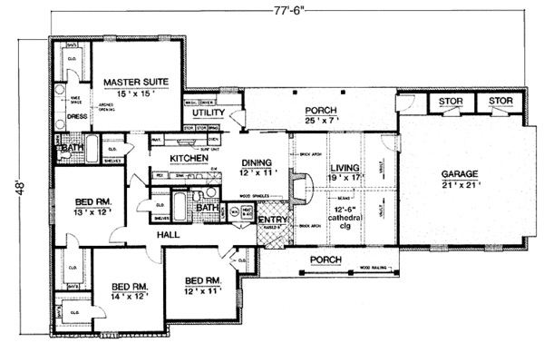House Plan Design - Country Floor Plan - Main Floor Plan #45-492