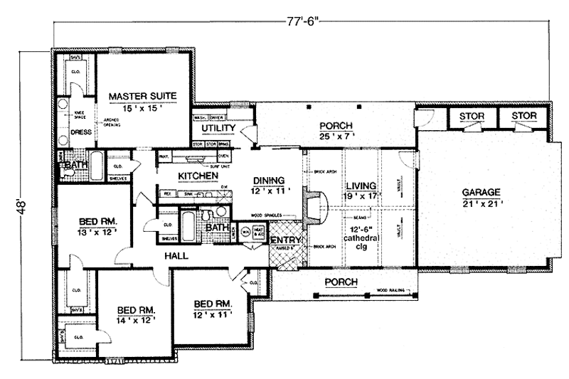 Home Plan - Floor Plan - Main Floor for Country House Plan #45-492 - 4 bed, 2 bath