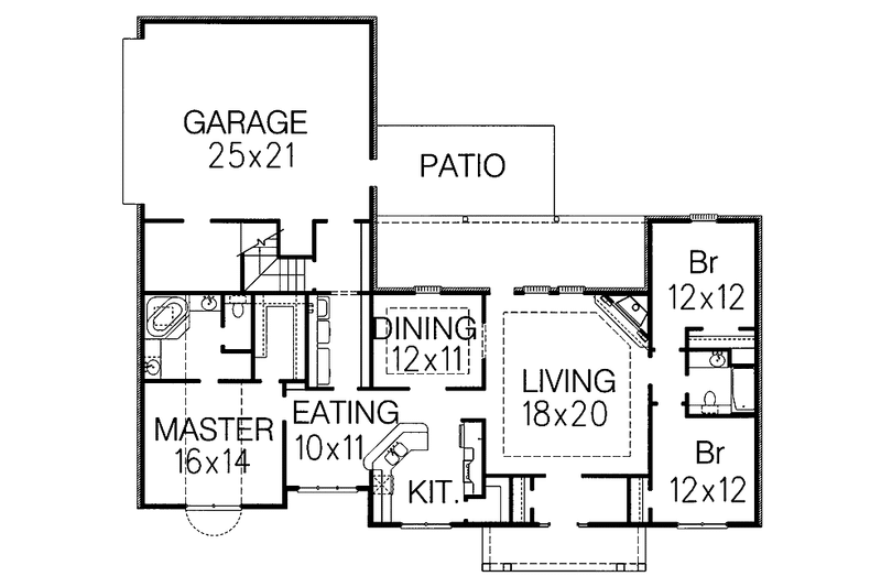 Home Plan - Floor Plan - Main Floor for Colonial House Plan #15-325 - 3 bed, 2 bath