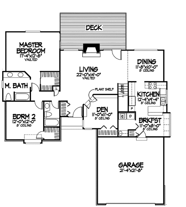 House Design - Ranch Floor Plan - Main Floor Plan #320-670