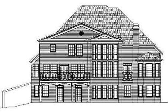 Exterior - Rear Elevation for European House Plan #119-223 - 5 bed, 3 bath