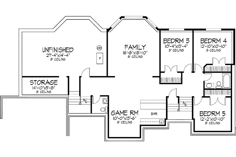 Home Plan - Floor Plan - Lower Floor for Country House Plan #51-724 - 2 bed, 2.5 bath