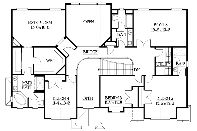 Home Plan - Floor Plan - Upper Floor for Craftsman House Plan #132-457 - 4 bed, 3.5 bath