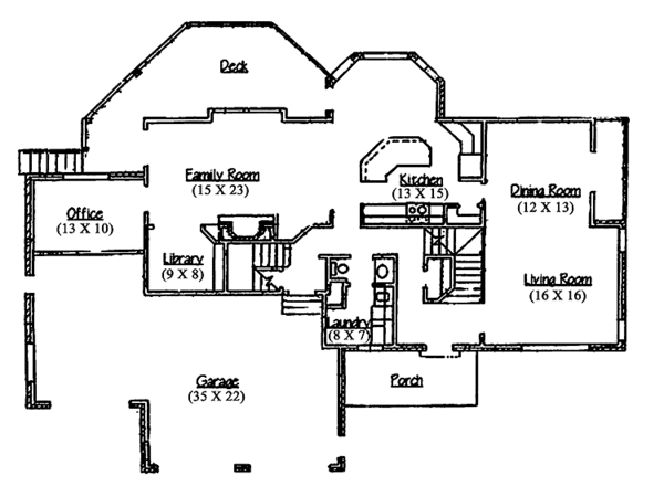 Architectural House Design - Mediterranean Floor Plan - Main Floor Plan #945-45