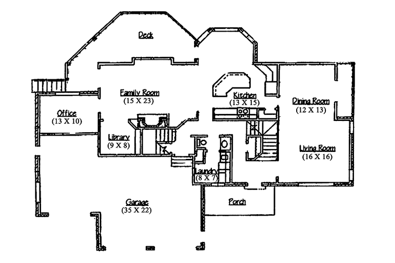 Home Plan - Floor Plan - Main Floor for Mediterranean House Plan #945-45 - 4 bed, 2 bath