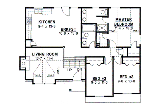 Floor Plan - Main Floor for Traditional House Plan #67-658 - 3 bed, 2 bath