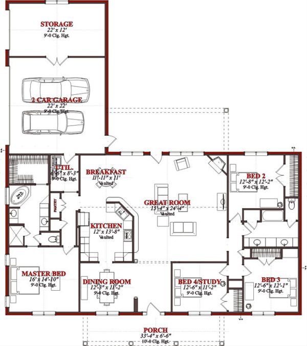 Traditional Floor Plan - Main Floor Plan #63-227