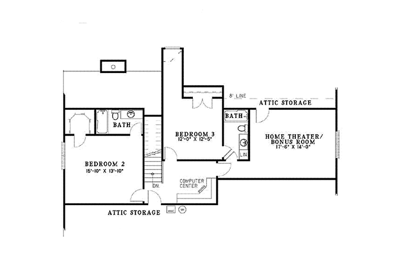 Dream House Plan - Floor Plan - Upper Floor for Country House Plan #17-3234 - 3 bed, 3.5 bath