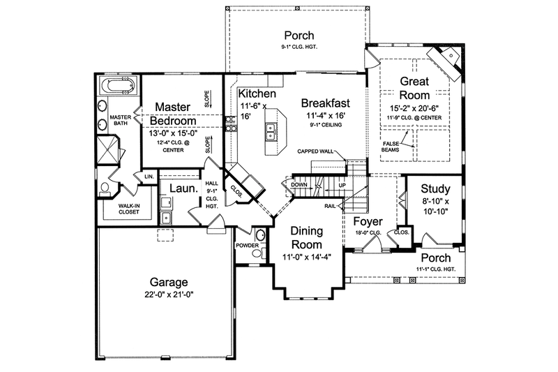 Home Plan - Floor Plan - Main Floor for Traditional House Plan #46-850 - 4 bed, 2.5 bath