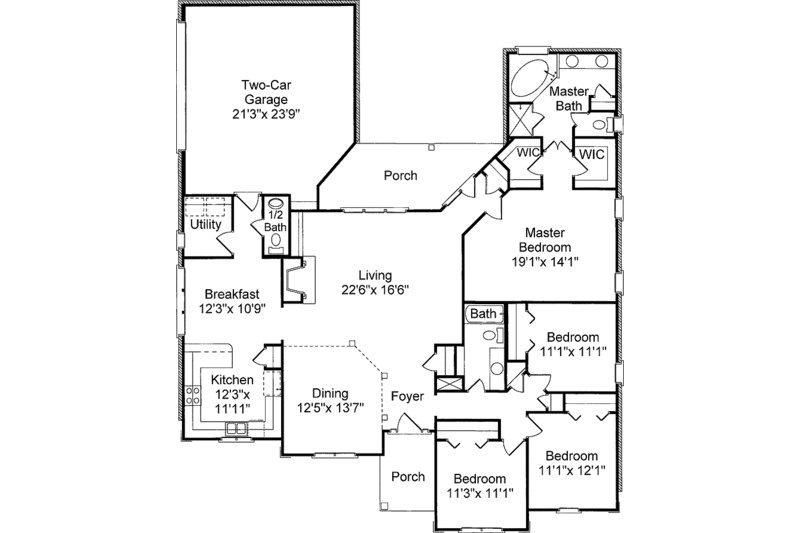 Mediterranean Style House Plan - 4 Beds 2.5 Baths 2241 Sq/Ft Plan #37 ...