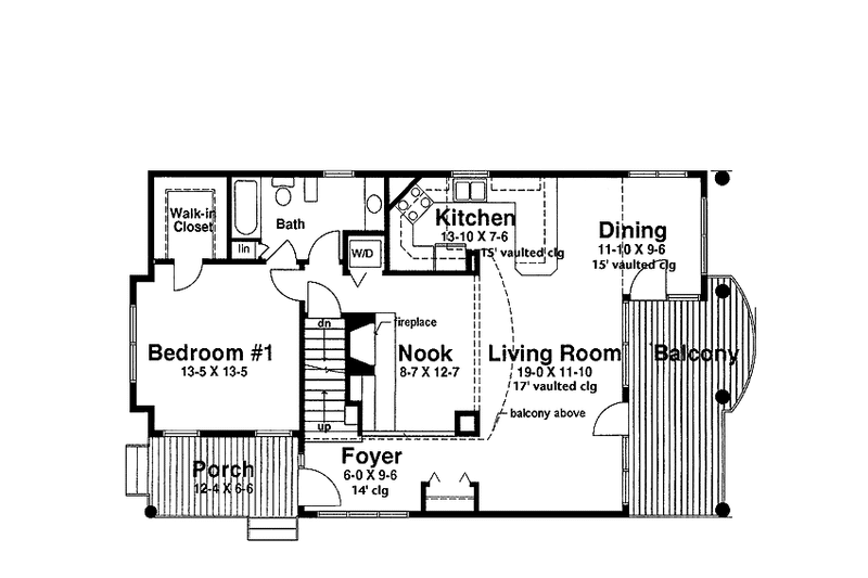 Dream House Plan - Floor Plan - Main Floor for Prairie House Plan #965-7 - 2 bed, 1 bath