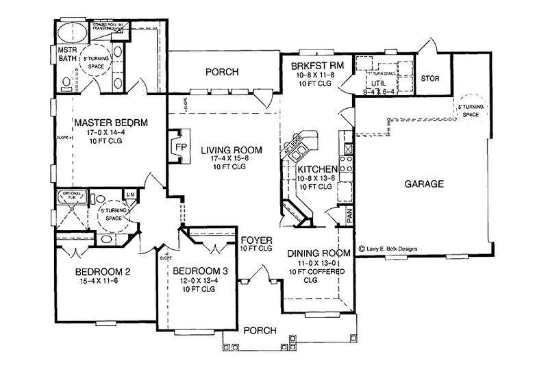 Architectural House Design - Floor Plan - Main Floor for Ranch House Plan #952-267 - 3 bed, 2 bath