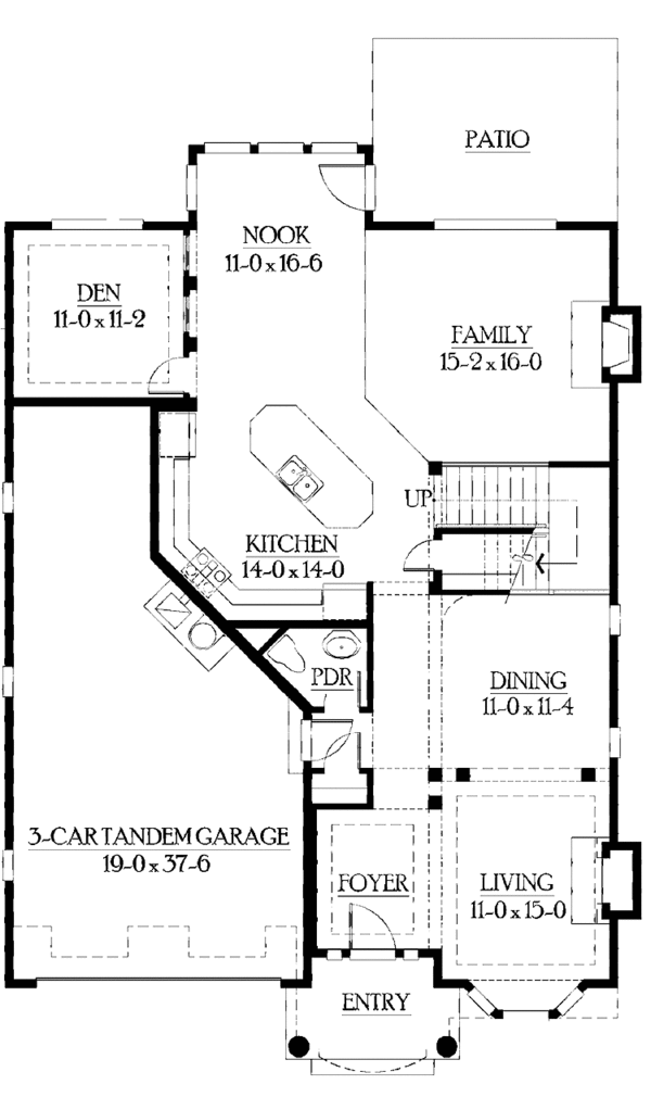 Craftsman Floor Plan - Main Floor Plan #132-421