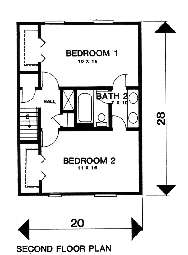Architectural House Design - Colonial Floor Plan - Upper Floor Plan #30-233