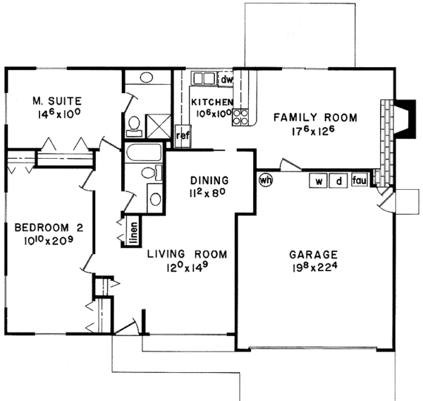 House Design - Ranch Floor Plan - Main Floor Plan #60-753