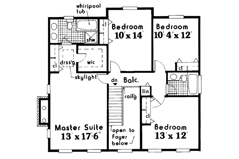 Dream House Plan - Floor Plan - Upper Floor for Colonial House Plan #3-326 - 4 bed, 2.5 bath