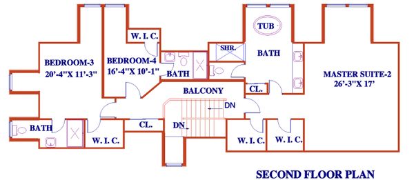 House Design - European Floor Plan - Upper Floor Plan #3-343