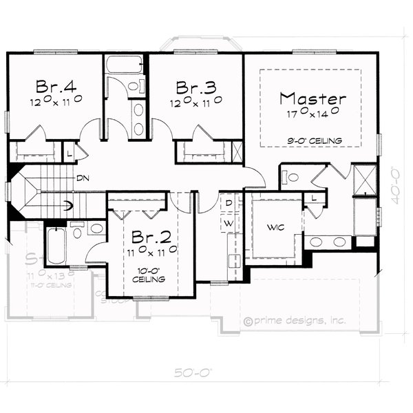 House Blueprint - Traditional Floor Plan - Upper Floor Plan #20-2113
