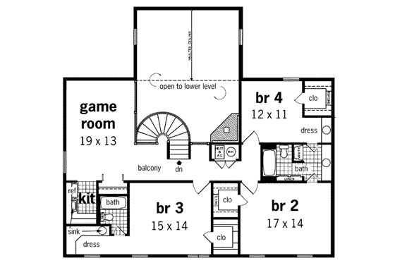 Floor Plan - Upper Floor for Traditional House Plan #45-212 - 4 bed, 3.5 bath