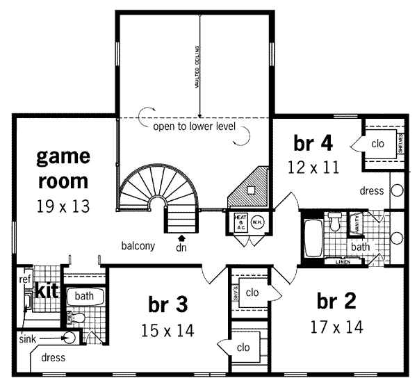 Traditional Floor Plan - Upper Floor Plan #45-212