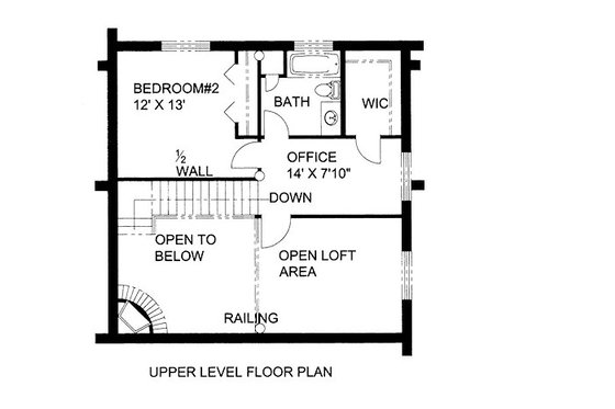 Floor Plan - Upper Floor for Log House Plan #117-586 - 2 bed, 2 bath