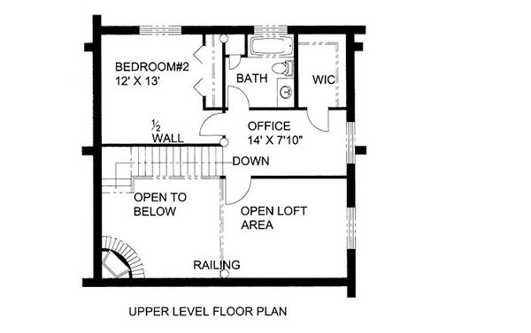 Log Floor Plan - Upper Floor Plan #117-586
