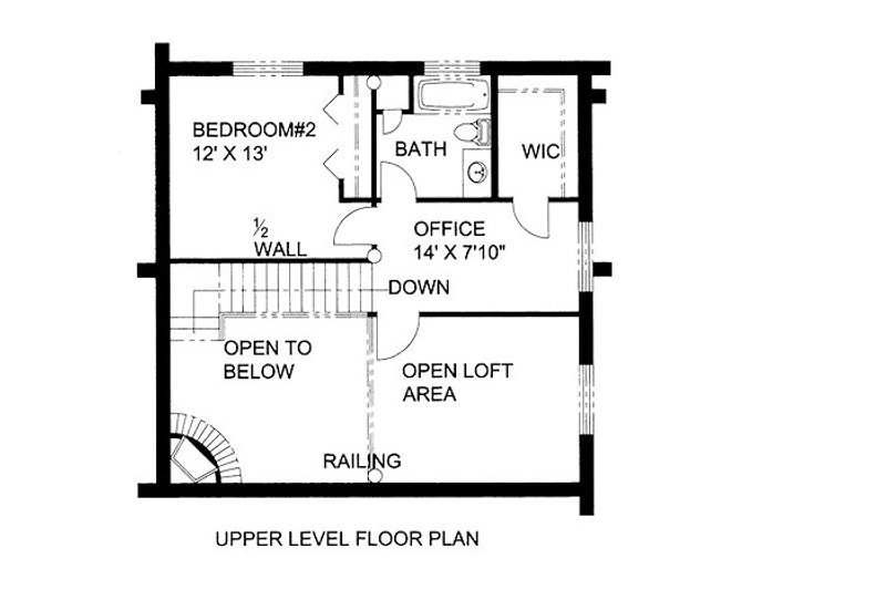 House Plan Design - Floor Plan - Upper Floor for Log House Plan #117-586 - 2 bed, 2 bath