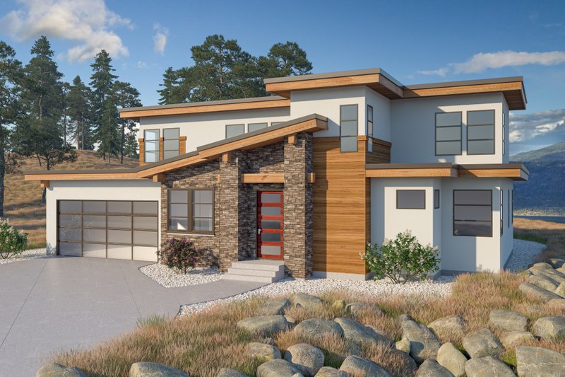 Contemporary Style House Plan - 3 Beds 2.5 Baths 2127 Sq/Ft Plan #1100-21