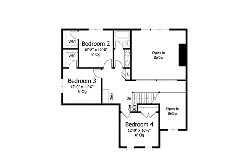 Home Plan - Floor Plan - Upper Floor for Colonial House Plan #51-1037 - 4 bed, 2.5 bath