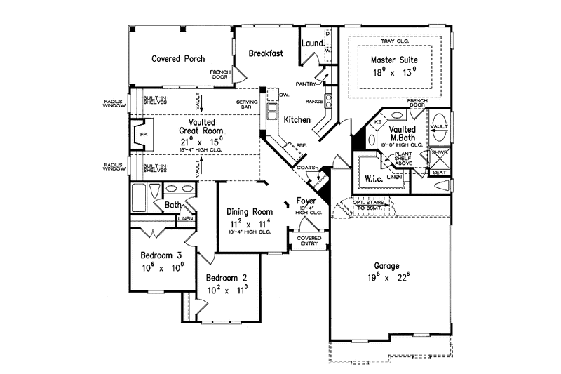 Home Plan - Floor Plan - Main Floor for Mediterranean House Plan #927-680 - 3 bed, 2 bath