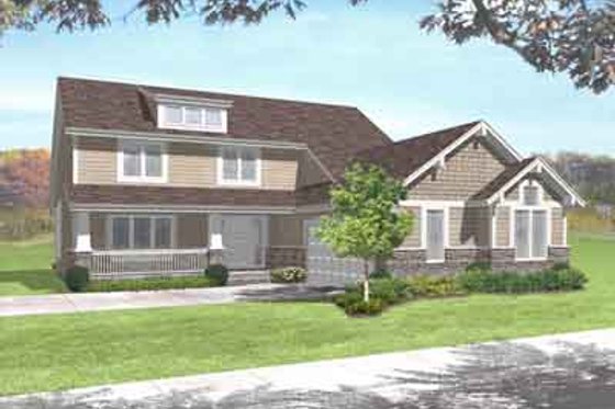 Exterior - Front Elevation for Craftsman House Plan #50-284 - 3 bed, 2.5 bath