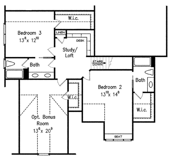 House Design - Colonial Floor Plan - Upper Floor Plan #927-410