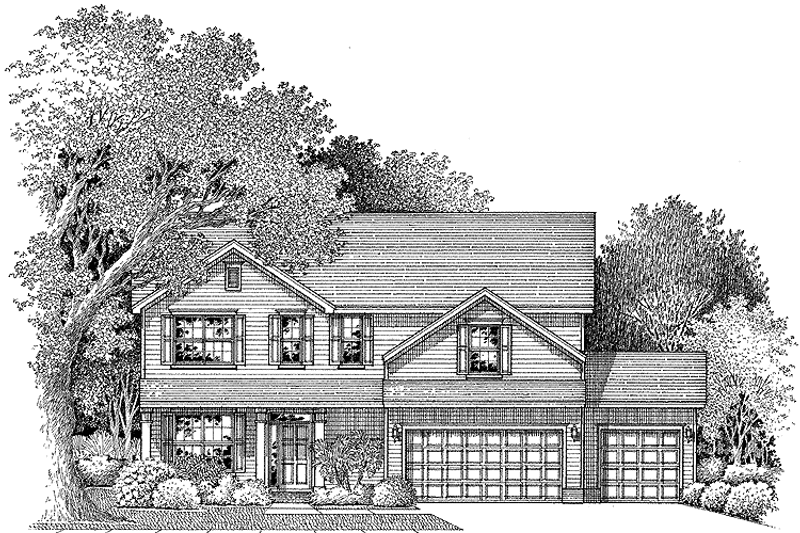 Home Plan - Exterior - Front Elevation 3 for Country House Plan #999-90 - 3 bed, 2.5 bath