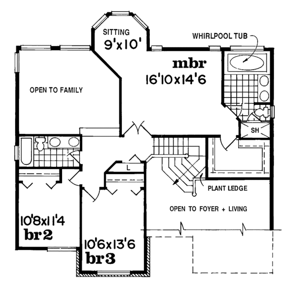 House Blueprint - Traditional Floor Plan - Upper Floor Plan #47-855