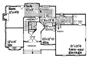 Floor Plan - Main Floor for Traditional House Plan #47-276 - 4 bed, 2.5 bath