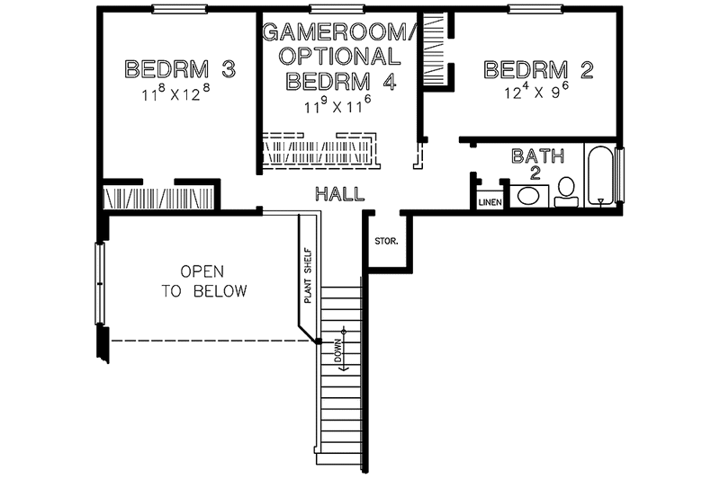 Architectural House Design - Floor Plan - Upper Floor for Country House Plan #472-392 - 4 bed, 2.5 bath