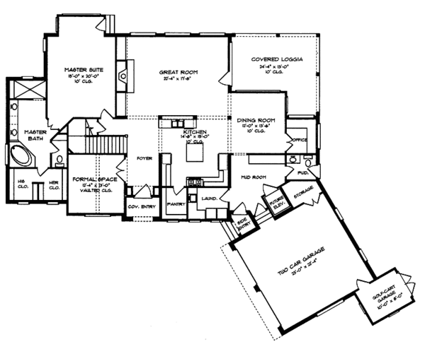 House Plan Design - Tudor Floor Plan - Main Floor Plan #413-900