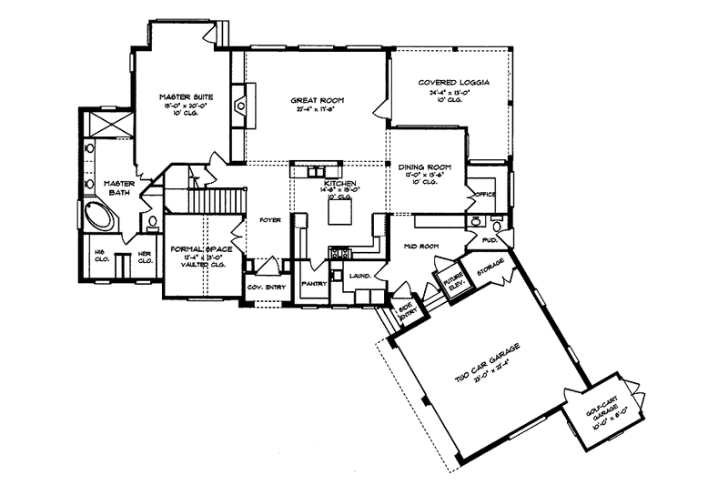 Home Plan - Floor Plan - Main Floor for Tudor House Plan #413-900 - 4 bed, 3.5 bath