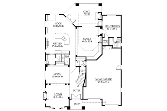 Floor Plan - Main Floor for Craftsman House Plan #132-482 - 5 bed, 4.5 bath