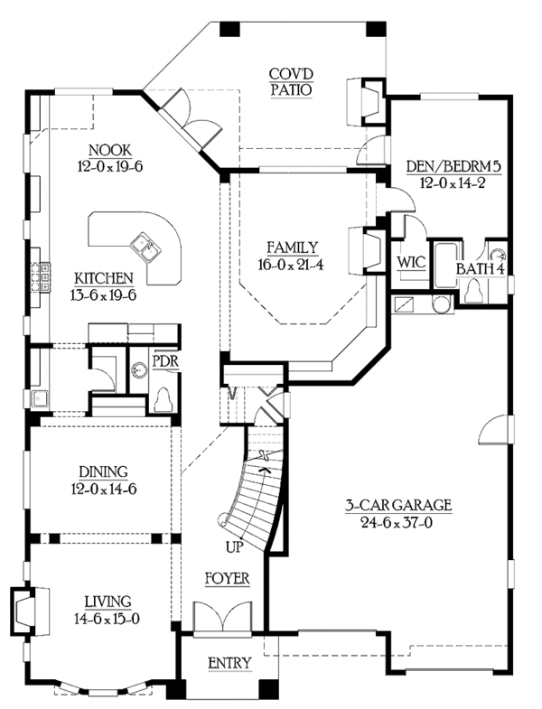 Architectural House Design - Craftsman Floor Plan - Main Floor Plan #132-482