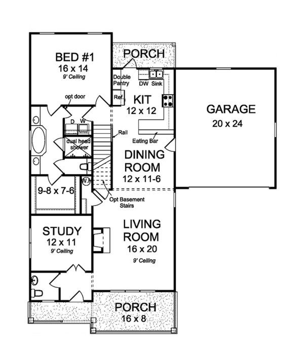 Architectural House Design - Country Floor Plan - Main Floor Plan #513-2164