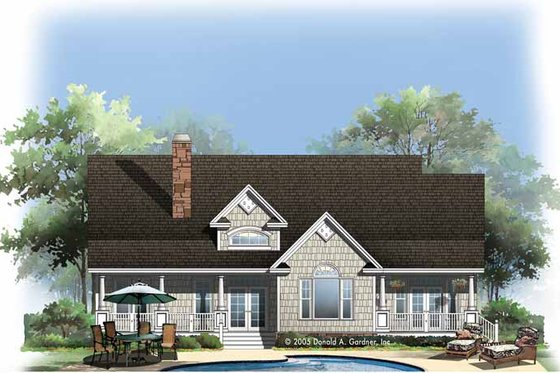 Exterior - Rear Elevation for Country House Plan #929-776 - 4 bed, 3 bath