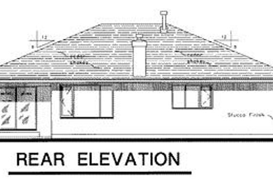 Exterior - Rear Elevation for Ranch House Plan #18-109 - 3 bed, 2 bath
